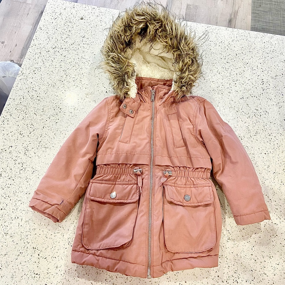 H&M Blush Pink Parka Jacket for Girls size 4T